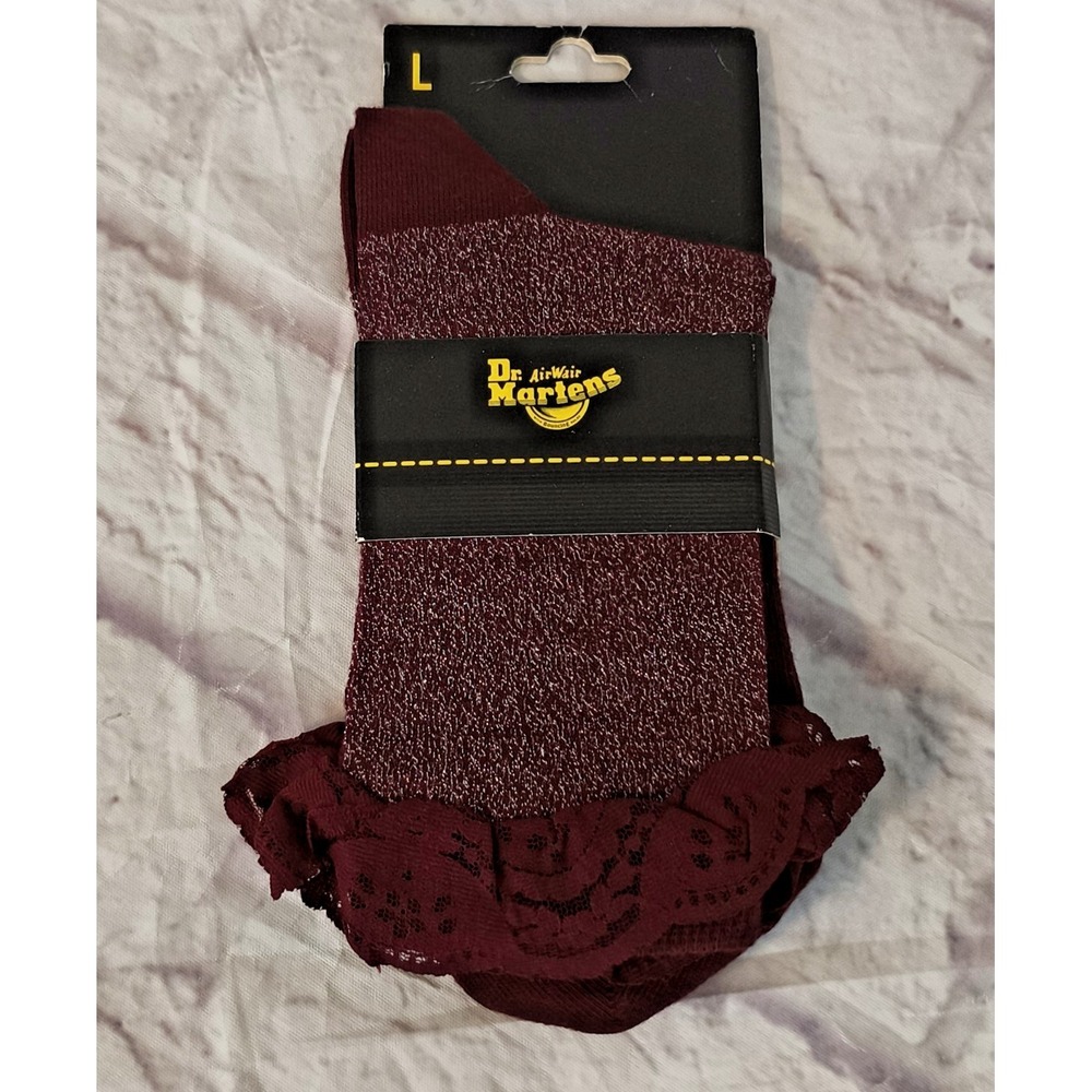 Dr Martens Short Lace Metallic purple Cherry Red Socks Womens‎ Size large